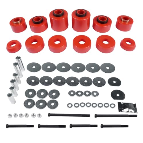Body Mount Bushing Set Kit Replacement for Ford F-150 F-250 F-350 1980-1998 2WD 4WD Body Cab Mounts & Steel Sleeves & Hardware (Red) AKWH