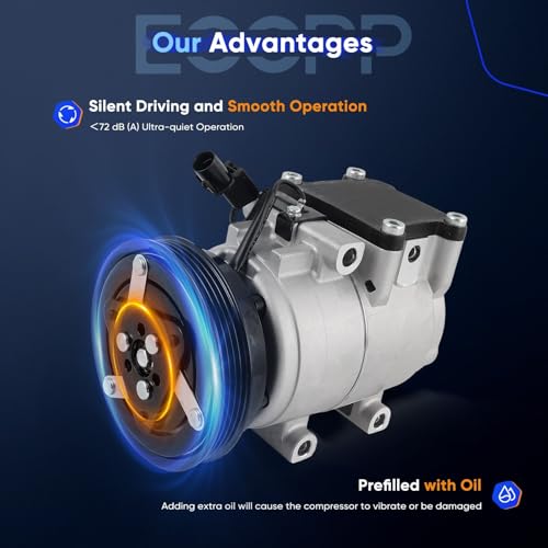 Image of ECCPP A /C Compressor with Clutch Fit for Kia Rio 1.5L 2001-2002 | Fast Cooling AC Compressor