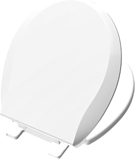 Aünsffer Round Toilet Seat 16.5" Soft Close Quiet No Slam, Easy Install PP Material 330lb Capacity White