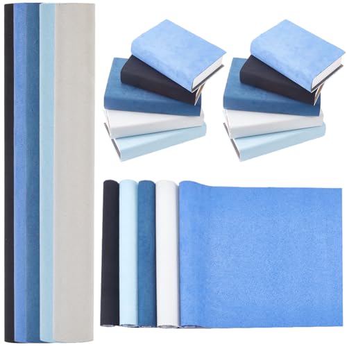CRASPIRE 5 Rolls Book Cloth for Book Binding 51 x 11.8inch Suede Fabric Surface Paper Backed Bookcover Books Album Blue Black Grey Scrapbooking Archival DIY Covering Protector Bookcloth Bookbinding