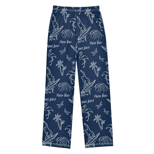 Surfer Tree Flamingo Waves Boys Pants for Kids Jogger Pants with Pockets S-XL