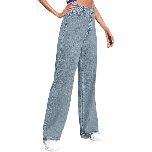 Jean stretch baggy femme souple à taille élastique et poches profondes