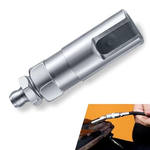 Eratus 1 PCS Automotive Grease Gun Connector, 90 Degree Push-on Rust-proof No-leak Grease Fitting Slotted Grease Gun Hose Adapter with 1/8