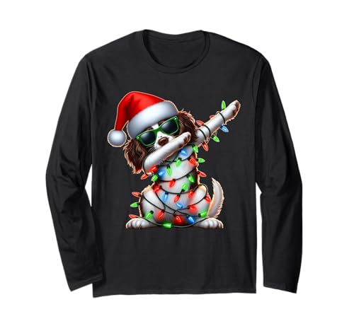 Dabbing English Springer Spaniel Cane Carino Natale Natale Maglia a Manica