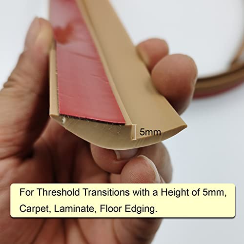 Dailisen 6.56Ft Vinyl Self Adhesive Overlap Threshold Reducer,Flooring Tile Laminate Border Transition Strip,Flat Carpet Rug Edging Strips, Fluted Saddle,Flexible Molding Trim,Stair Edging #TOP2