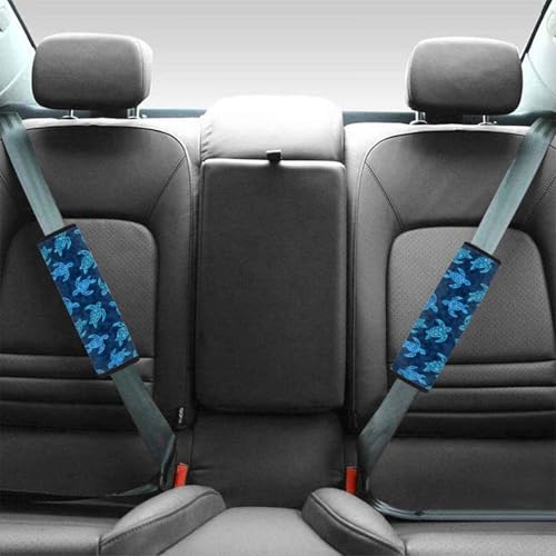 Image of AFPANQZ Blue Sea Turtle Auto Seat Belt Cover Pads for Men Women 2 Piece Safety Seatbelt Pad Cushion Universal Fit for Truck Van Sedans SUVs Bohemian Red Shoulder Strap Pads