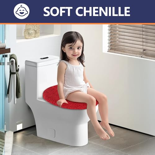 Baahrnom Luxury Tufted Toilet Lid Cover 19.5\"x 16\" Machine Washable Solid Seat Covers Adjustable Rubber Backing Fits Most Oval Elongated and Oblong 18\"-19.5\" Toilet Seat
