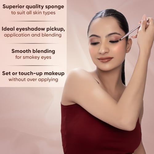Image of VEGA Eye Smudger Brush with Soft Sponge for Smoky Eye, Blending Eyeshadow Brush, Rose Gold, Wood Handle, Sponge Bristles, 119mm, 4g
