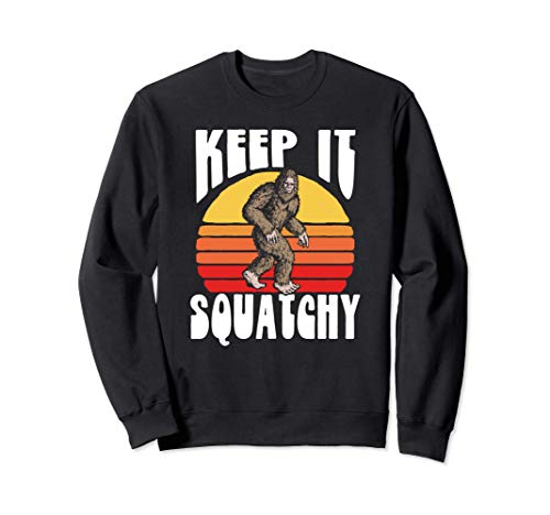 Keep It Squatchy! Funny Bigfoot Sasquatch Retro 80s Sunset Sudadera