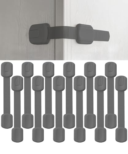 Image of Bates- Child Safety Strap Locks, 12 Pack, Gray, Baby Cabinet Locks with Adjustable Strap Length