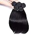 Brazilian Virgin Human Hair Straight 3 Bundles Human Hair With Lace Closure Grade 8A 100% Unprocessed Human Hair Bundles With Silk Closure Free Part Natural Black 8 10 12 with 8