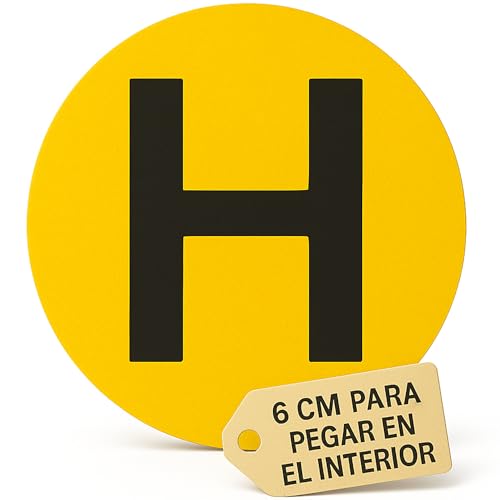 Distintivo Vehiculo Historico, Para Pegar DENTRO DEL PARABRISAS, Homologada, Amarillo Reflectante, H Negro Mate, 60mm Diametro- Pegatina Vehiculo Historico Clásicos - Adhesivo Vehiculo Historico.