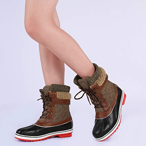 DREAM PAIRS DREAM PAIRS Women's Snow Winter Boots Mid Calf Waterproof Duck Warm Outdoor Winter Boots Shoes,Size 5,Brown,MONTE_01