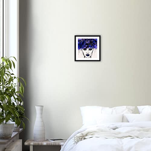 Art mural portrait bleu pour salon chic | Impression artistique encadrée 30x30 cm