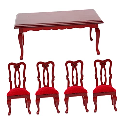 BESPORTBLE Set Mobilier Miniature Échelle Table et Chaises Rétro pour Maison de Poupée Accessoires Décoratifs Réalistes pour Salle à Manger Miniature