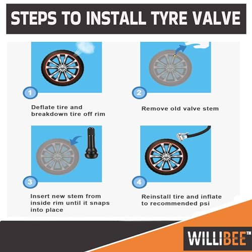 Image of WILLIBEE TR412 Tyre Valve Stem, EPDM Rubber Tubeless Tire Valve Stem for Bike (TR412-10Pcs)