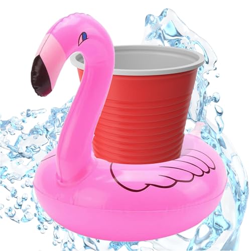 SwimAlot® Getränkehalter Flamingo aufblasbar Luftmatratze Schwimmring Schwimmreif für Pool, Cocktailhalter, Bierhalter, Becher, Dosenhalter, Becherhalter Bier (Mengenauswahl)