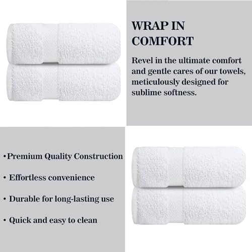 Image of Sulfar 100% Combed Cotton, Quick Drying Highly Absorbent, Luxury Hand Towel Set (Pack of 2, 40 X 70 cm) White