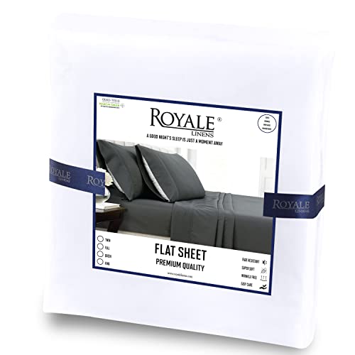 Royale Linens Queen Size Flat Sheet Only - Brushed 1800 Microfiber - Ultra Soft & Breathable - Wrinkle & Stain Resistant - Hotel Quality Flat Sheet Sold Separately - Top Sheet For Bed thumb #5