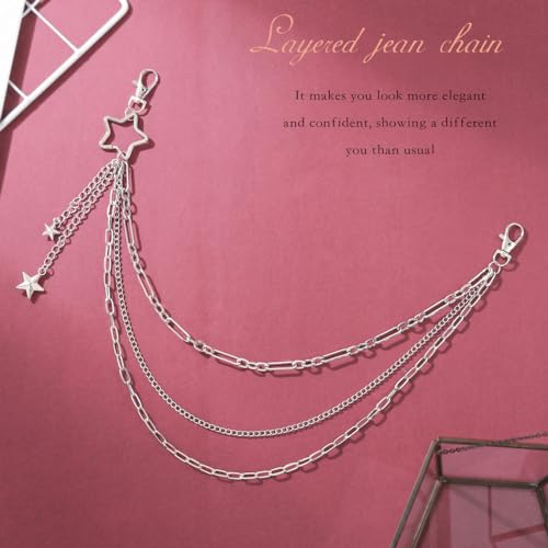 Star Pants Chain Silver Layered Jean Chain Punk Wallet Pocket Accessories for Women and Men2