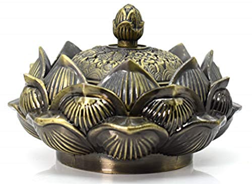 Billion Deals-Vintage Lotus Incense Burner Cover Lotus Flower Shaped Incense Holder For Stick and Cone Incense