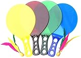 JSY Paddle Ball Strand Set Jazzminton Strand for Familie und Freunde □ 2 Paddles, 3 BirdiesBall and Carry Bag Indoor/Outdoor-Spiel for Kinder, Jugendliche und Erwachsene Badmintonschläger