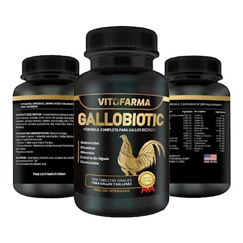 VITOFARMA Gallobiotic Natural Multivitamin for Rooster Hens - 100 Tablets | Vitamina Completas para Gallos