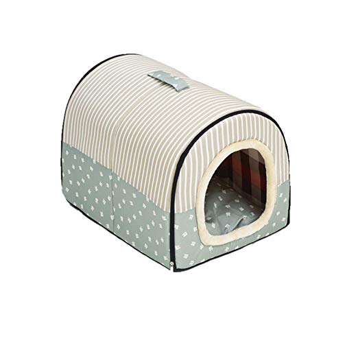 ANPI 2 en 1 Casa y Sofá para Mascotas, Lavable a Máquina Casa Cama de Perro Gato Puppy Conejo Mascota Antideslizante Plegable Suave Calentar con Cojín Extraíble Colchón, 3 Tamaños, Multicolor