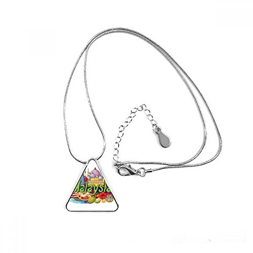 Collier pendentif triangle graffiti Malaisie Twinstower bijoux chaîne homme femme