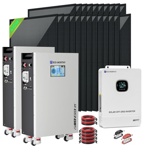 ECO-WORTHY 10000W Output Complete Off-Grid Solar Panel Kit for Home| 10KW 120V/240V Output Split Phase Inverter| 2pcs 48V 314Ah 32.2kWh High Capacity