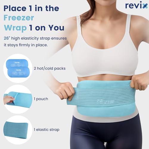 Image of REVIX Cold Packs for Injuries, 2 Gel Packs, Soft and Flexible Hot & Cold Compress Large Ice Pack Wraps for Back, Knee, Leg and Ankle, Enhancing Comfort and Soothing Fatigue, 12 inch x 6 inch
