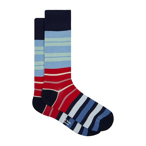 PS Paul Smith Men's Wide Stripe Socks, Blue, One Size
