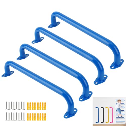 BiJun17 inch Metal Playground Handles,Monkey Bars Indoor Heavy Duty Safety Ceiling Grab Bars for Indoor Outdoor Playgrounds Climbing Frames,Treehouses,and Wall ladders (Blue Set of 4) by BiJun - Used condition - US$28.68