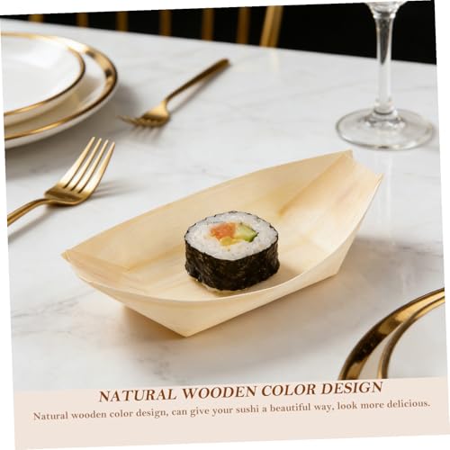 Platos desechables de madera para sushi COLLBATH 100 piezas miniatura 3