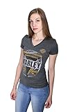 Harley-Davidson Womens Burning Brightly B&S Synthetic V-Neck Charcoal Short Sleeve T-Shirt - LG