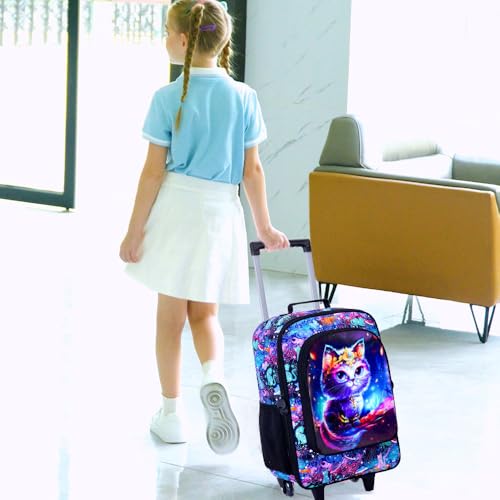 Image of CCJPX Kids Suitcases for Girls, Cute Cat Luggage Rolling with Wheels, kids carry on luggage for Children Toddler Elementary(Black)