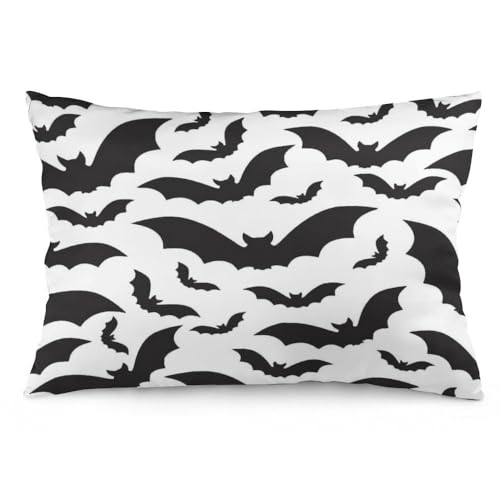 Bats Pooky Halloween Dark Dead Black White Pillow Covers Decorative