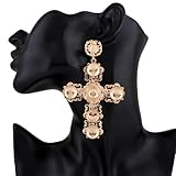 LIGIGWASH Pendientes Diseño Elegante y Duradero Vintage de Cruz para Mujer en Aleación Dorada Adecuado para Conjunto Casual y