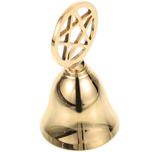 TOYZFRIENDY Campanella Portatile in Ottone Pentagramma, Campanello a Mano per Cerimonia Tarocchi e Rituali, Decorazione Vintage per Altare e Uso Domestico