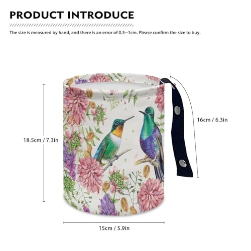 Image of Collapsible Hummingbird Flower Trash Can - Rubbish Bin, Easy to Clean for SUVs, Trucks