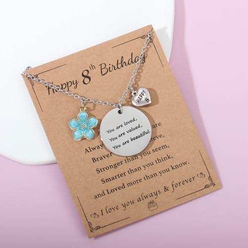 Birthday Necklace Gifts for 4-14 Year Old Girls Daughter Granddaughter,Stainless Steel Necklace for Birthday Decoration3