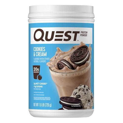 Quest Nutrition Cookies & Cream Protein Powder 20g Protein 1g Sugar Low Carb Gluten Free 1.6 Pound 24 Servings