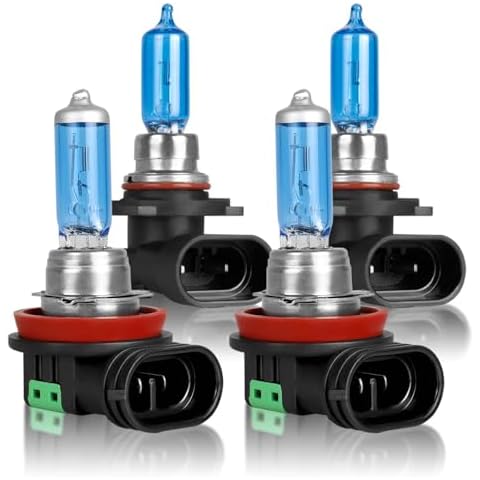 SHENKENUO Fit For Highlander (2011-2019) 9005+H11 High/Low Beam Ultra - High Performance Halogen Headlight Bulbs Combo,Plug-n-Play,Pack of 4 Cover