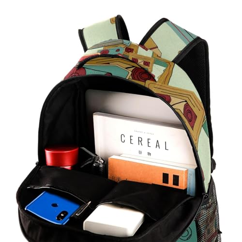 Sac à dos d'école multicolore rétro 40cm pour adolescents