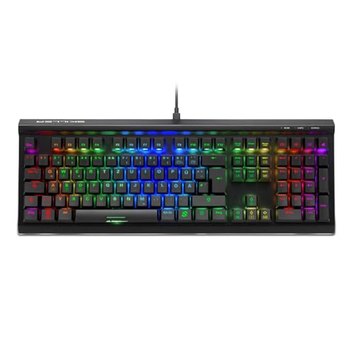 Sharkoon Skiller SGK60 RGB Gaming Keyboard, 14 PBT-Tastenkappen, Rote Kailh-Box-Schalter, 4044951030040, Schwarz