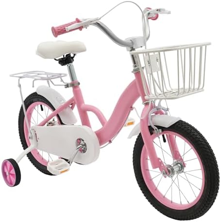 Vélo Enfant 14 Pouces Garçons Et Filles – Acier Carbone, Roues Stabilisatrices, Porte-bouteille, Hauteur Réglable, Dès 4 Ans