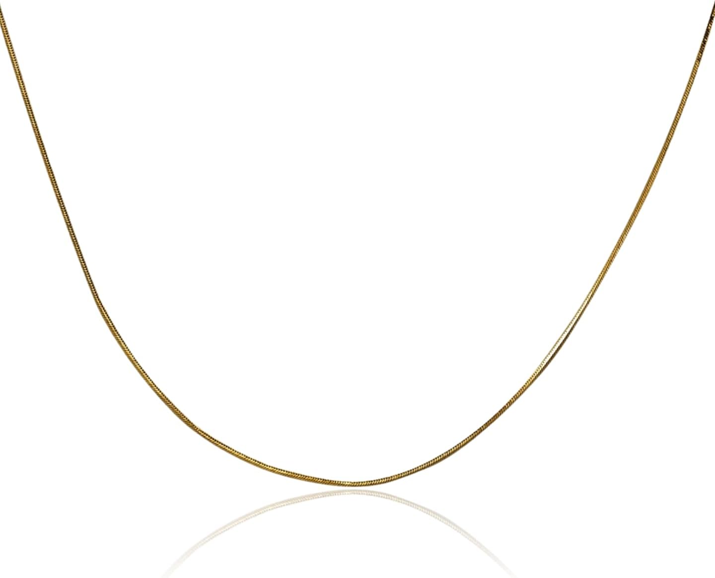 IceCarats 14K Solid Yellow Gold 0.5mm Dainty Herringbone Snake Chain Necklace Polished