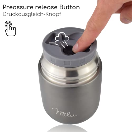 Milu® Thermobehälter 450, 650ml, 800ml | Edelstahl Warmhaltebehälter | Essensbehälter | Speisegefäß Babynahrung | Essen… – Bild 5
