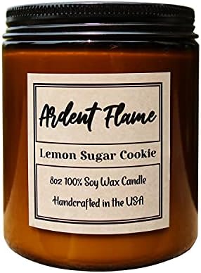 Ardent Flame Candles | Lemon Sugar Cookie | 100% Natural Soy Wax Candle for Home Decor | Highly Scented | Premium Fragrance | Handmade in The USA | 8 oz | Long Lasting | Gift for Women and Men