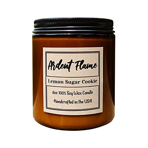 Ardent Flame Candles | Lemon Sugar Cookie | 100% Natural Soy Wax Candle For Home Decor | Highly Scented | Premium Fragrance | Handmade In The Usa | 8 Oz | Long Lasting | Gift For Women And Men #TOP6